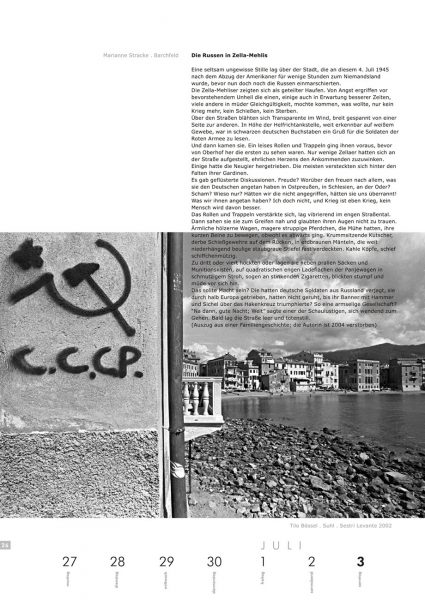 Kalenderblatt 26 (Text: Marianne Stracke, Foto: Tilo Bössel) . Literaturkalender "Thüringer Ansichten 2005"