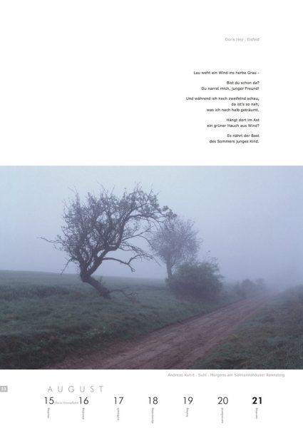 Kalenderblatt 33 (Text: Doris Hey, Foto: Andreas Kuhrt) . Literaturkalender "Thüringer Ansichten 2005"