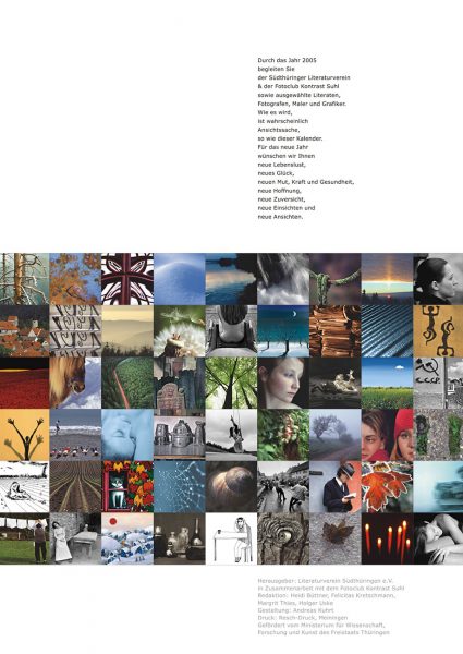 Rückblatt . Literaturkalender "Thüringer Ansichten 2005"
