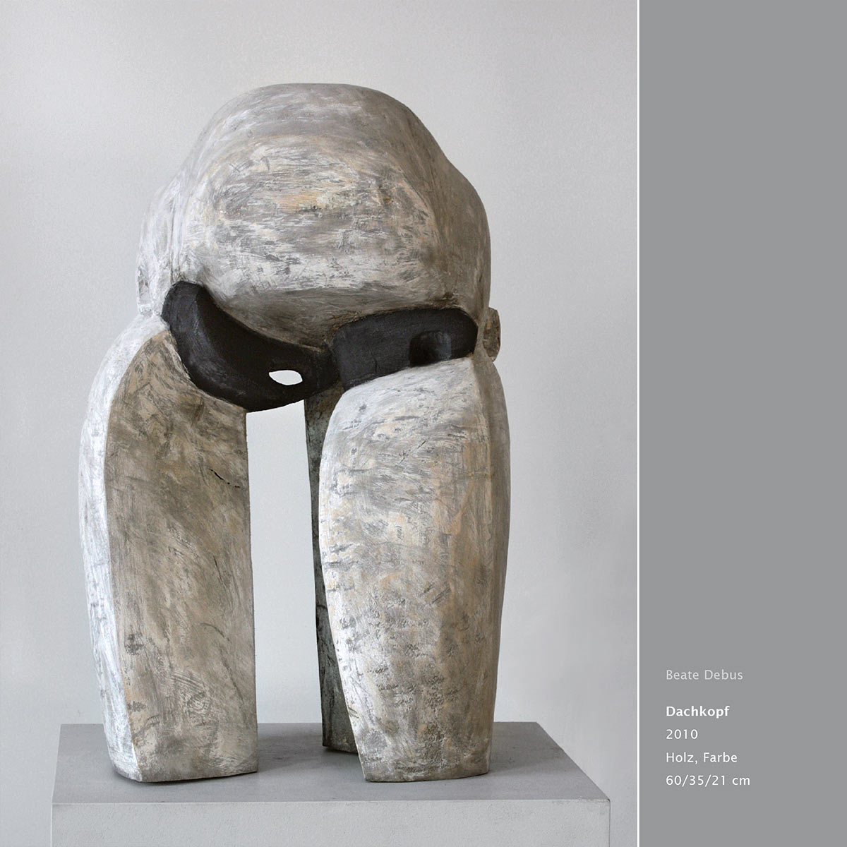 "Dachkopf" . Holzskulptur . Beate Debus "Köpfe Masken" Grafik Relief Skulptur . 2011