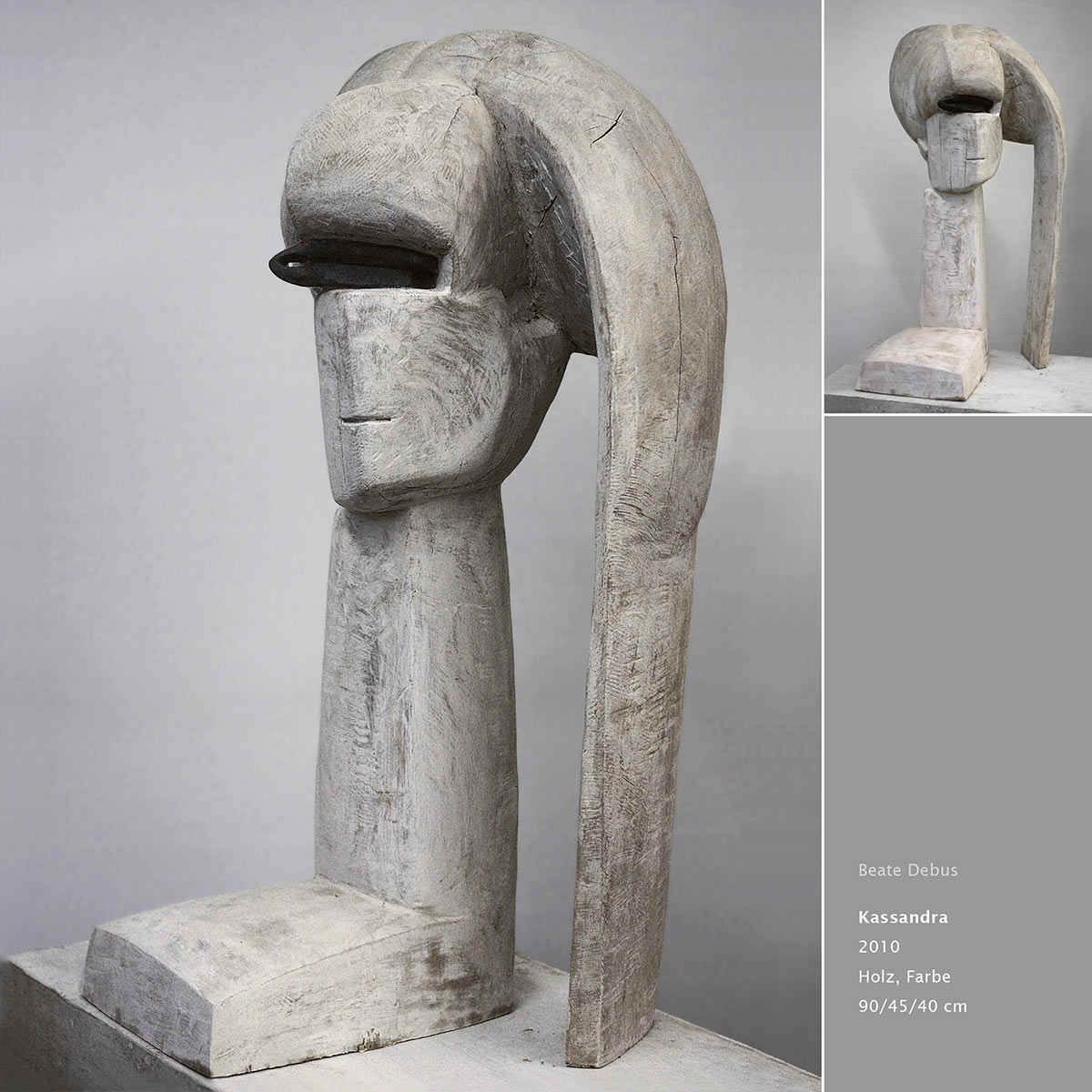 "Kassandra" . Holzskulptur . Beate Debus "Köpfe Masken" Grafik Relief Skulptur . 2011