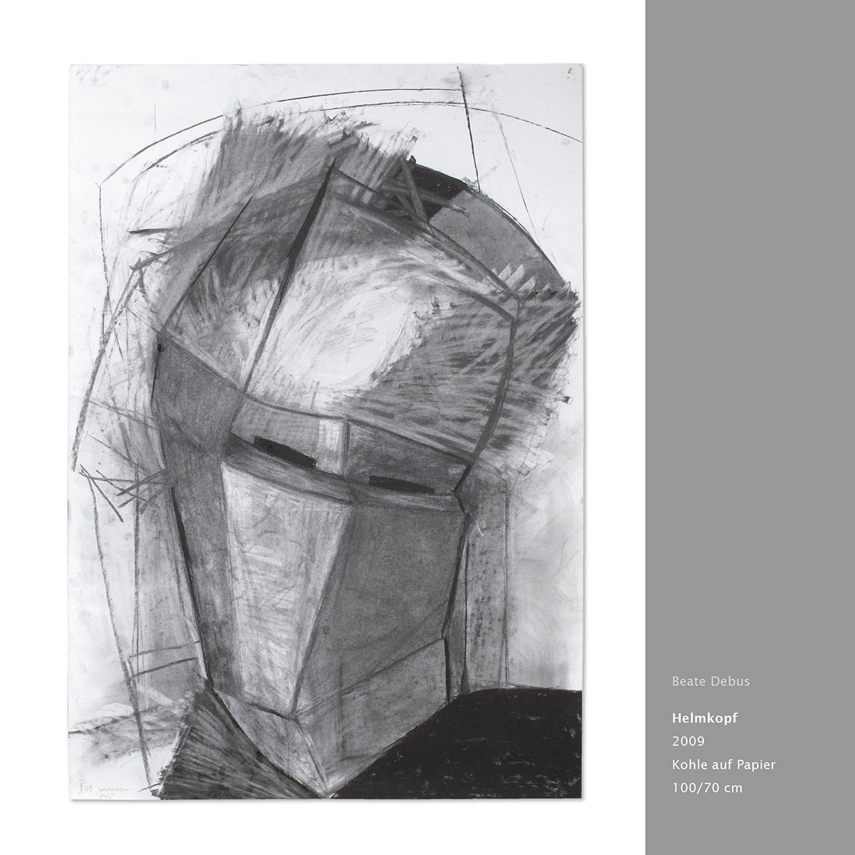 "Helmkopf" . Grafik . Beate Debus "Köpfe Masken" Grafik Relief Skulptur . 2011