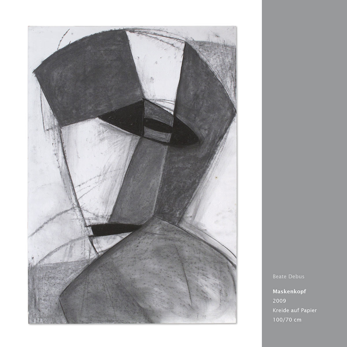 "Maskenkopf" . Grafik . Beate Debus "Köpfe Masken" Grafik Relief Skulptur . 2011