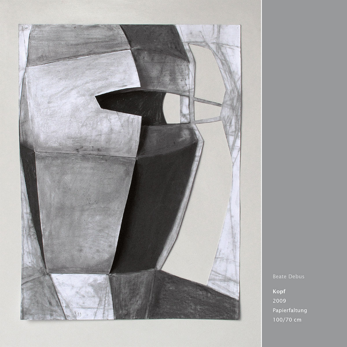 "Kopf" . Papiercollage . Beate Debus "Köpfe Masken" Grafik Relief Skulptur . 2011