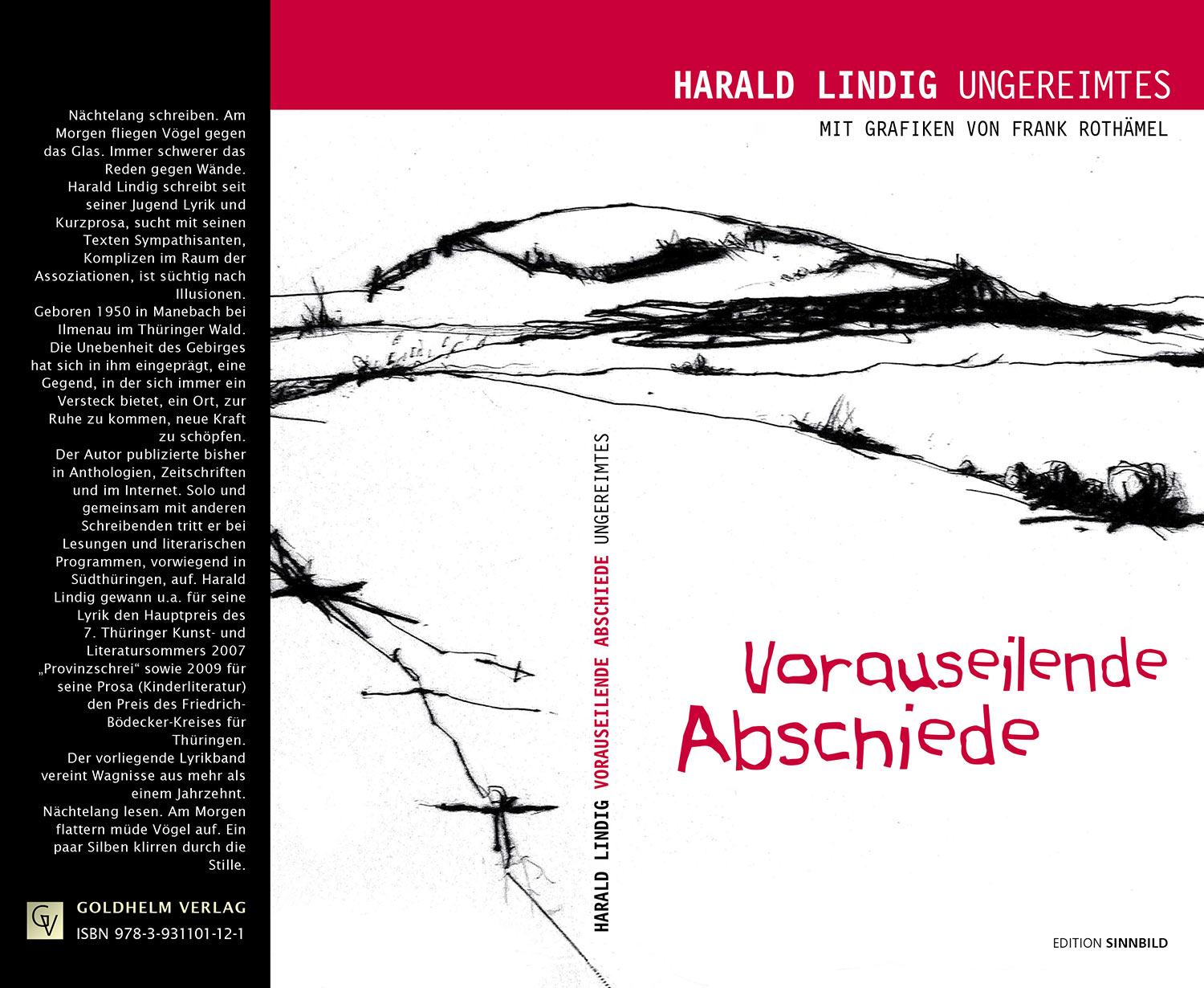 Umschlag . Radierung "Dolmar" . Harald Lindig "Vorauseilende Abschiede" Ungereimtes . mit Grafiken von Frank Rothämel . 2012