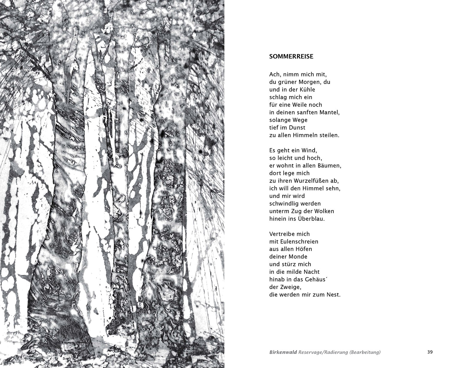 "Sommerreise" . Reservage/Radierung "Birkenwald" . Harald Lindig "Vorauseilende Abschiede" Ungereimtes . mit Grafiken von Frank Rothämel . 2012