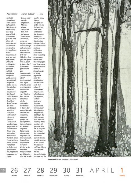 Kalenderblatt 13 (Text: Marion Gebauer, Grafik: Frank Rothämel) . Literaturkalender "Thüringer Ansichten 2012" . 2011