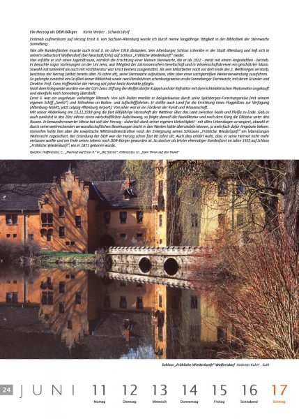 Kalenderblatt 24 (Text: Karin Weber, Foto: Andreas Kuhrt) . Literaturkalender "Thüringer Ansichten 2012" . 2011