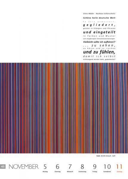 Kalenderblatt 45 (Text: Silvio Mäder, Malerei: Kerstin Gnauck) . Literaturkalender "Thüringer Ansichten 2012" . 2011