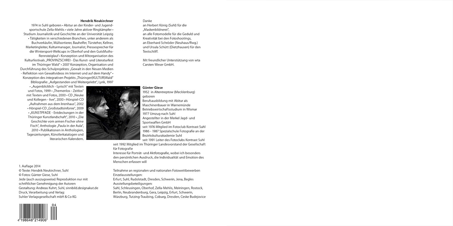 Vita/Impressum . "Masken" . Texte + Fotografie . Hendrik Neukirchner + Günter Giese . 2014