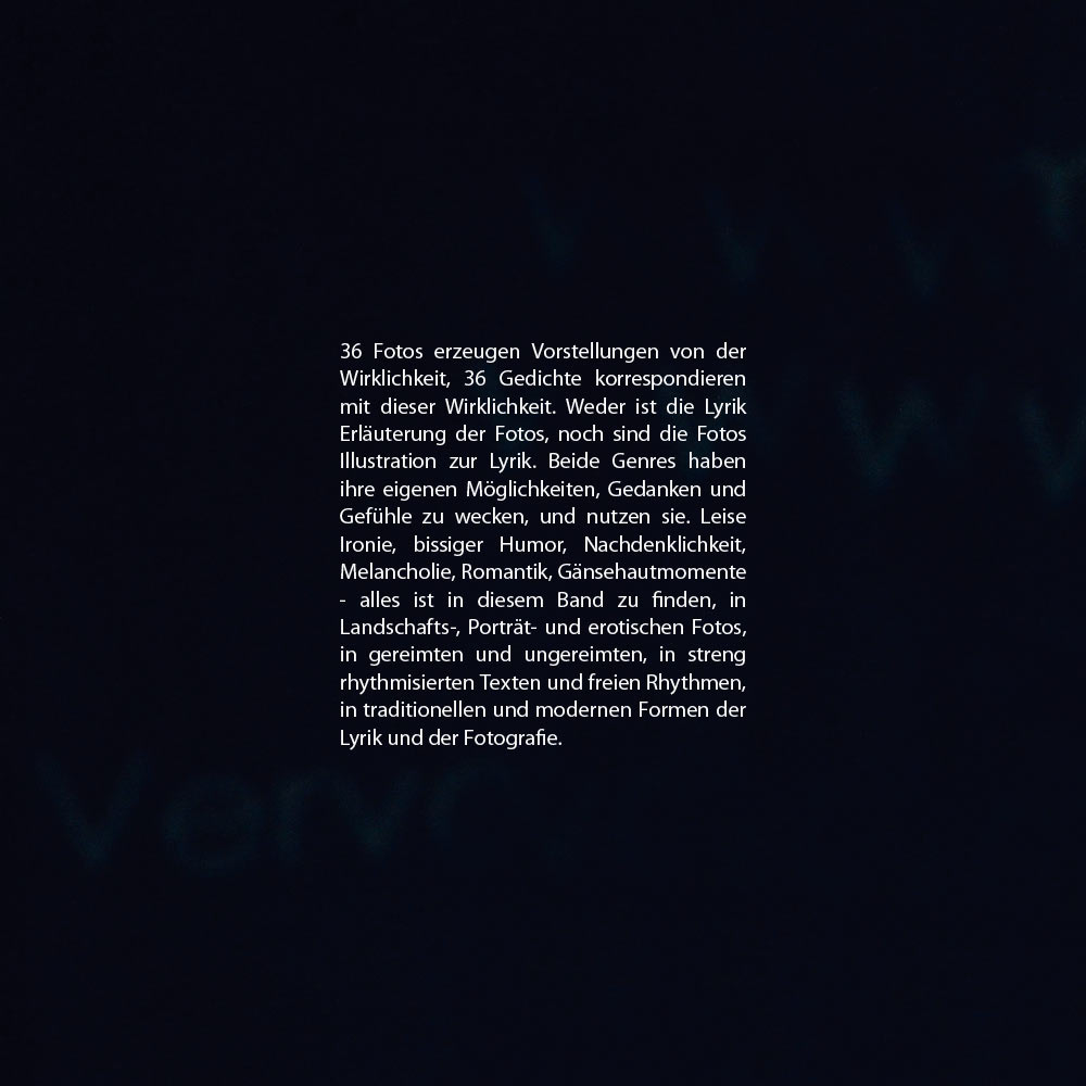 Zauber Zeichen: Rücktitel . Ursula Schütt Texte . Günter Giese Fotografie (Gestaltung: Edition Sinnbild Designakut 2017)