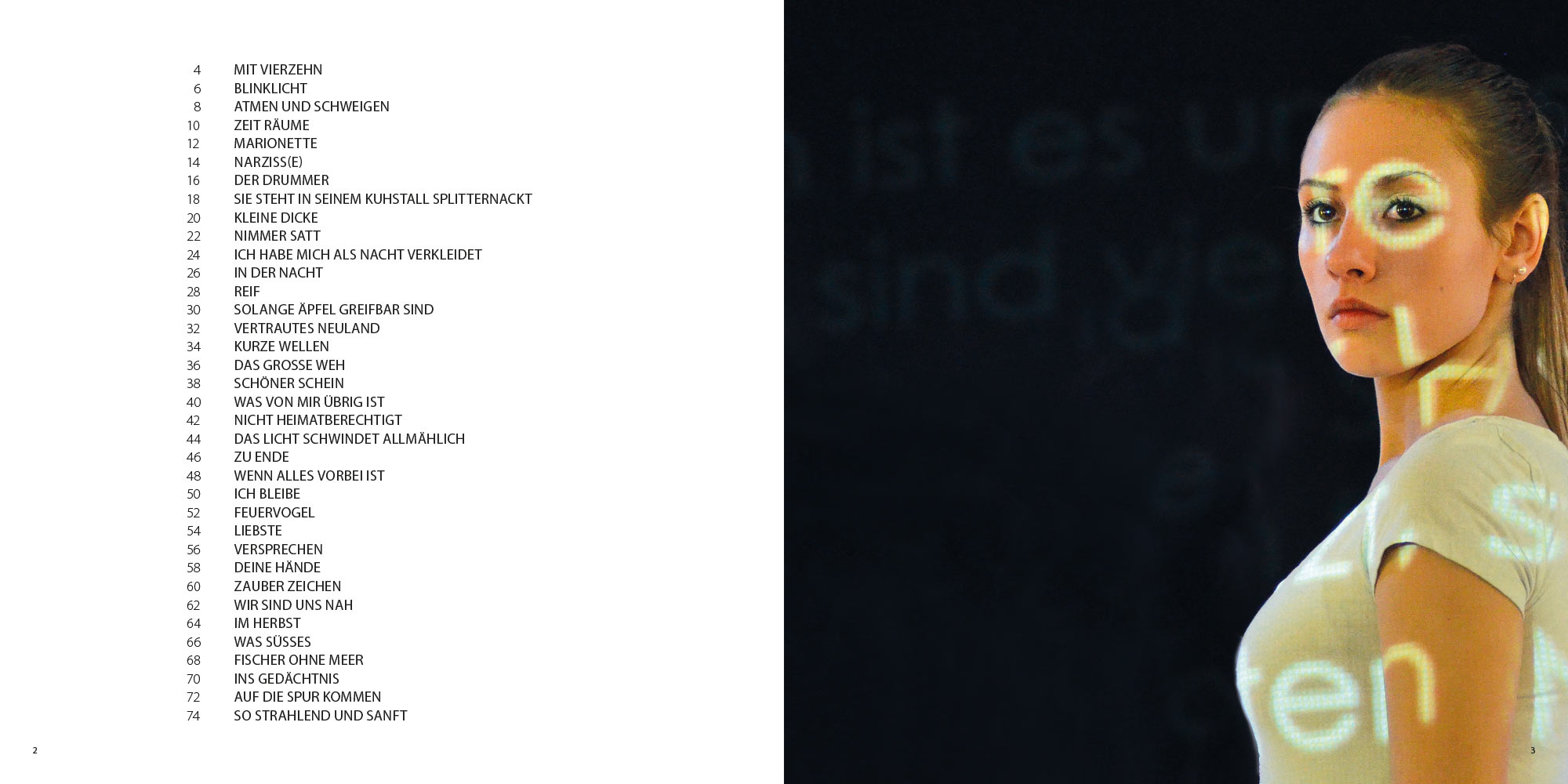 Zauber Zeichen: Inhaltsverzeichnis . Ursula Schütt Texte . Günter Giese Fotografie (Gestaltung: Edition Sinnbild Designakut 2017)