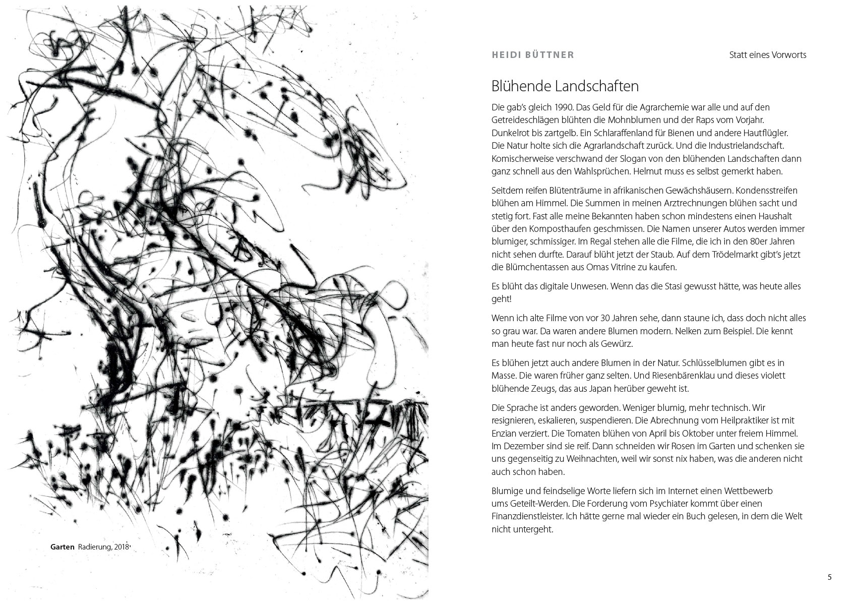 Schatzsucher: Heidi Büttner: Blühende Landschaften | Frank Rothämel: Garten, Radierung (Gestaltung: Edition Sinnbild Designakut 2020)
