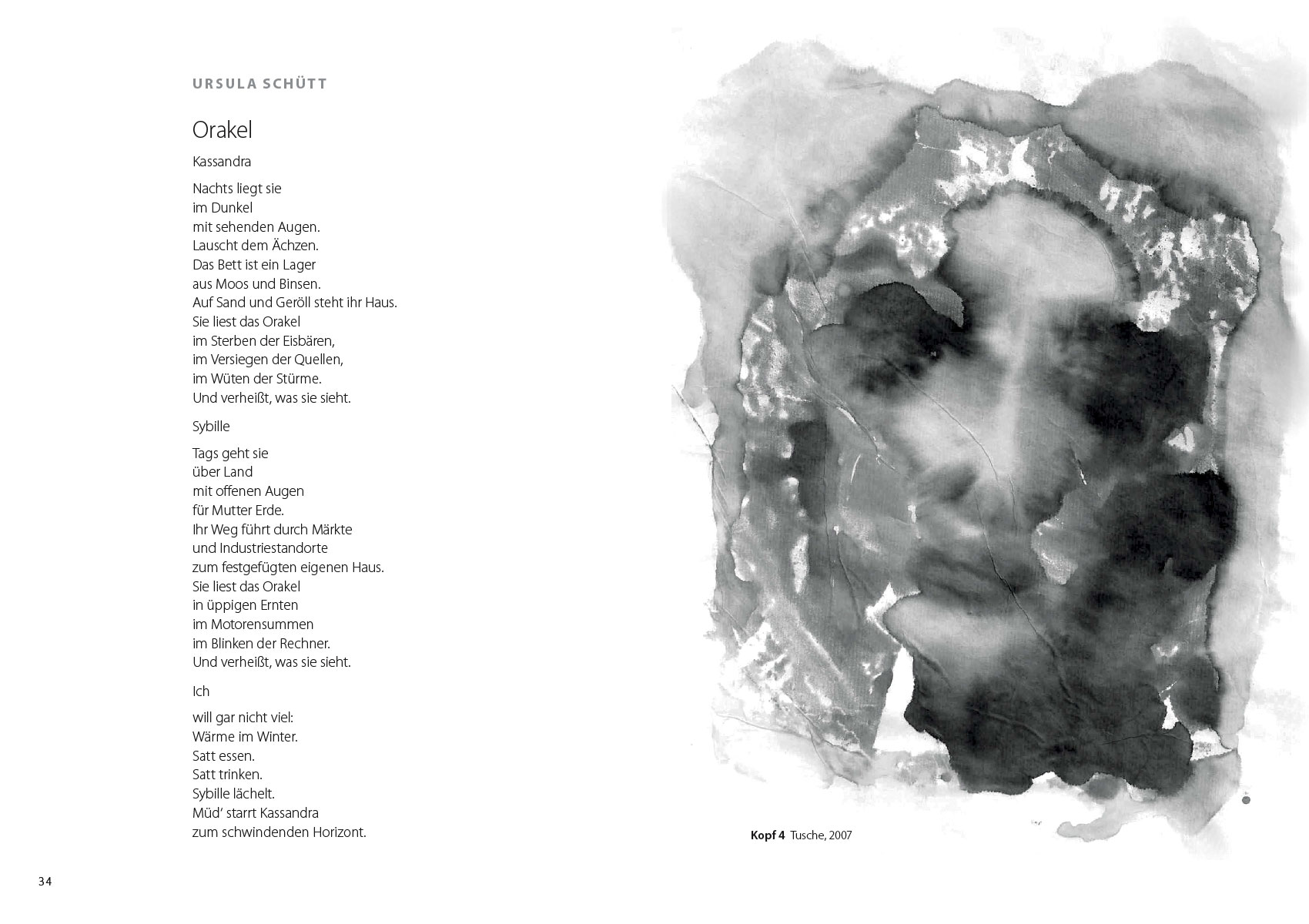 Schatzsucher: Ursula Schütt: Orakel | Frank Rothämel: Kopf 4, Tusche (Gestaltung: Edition Sinnbild Designakut 2020)