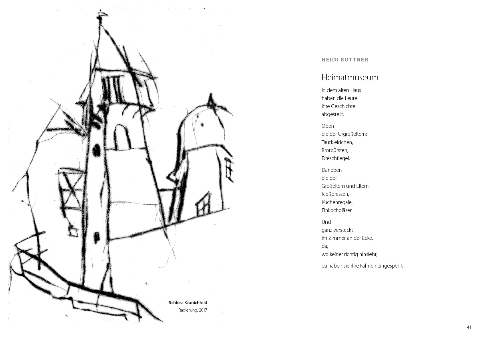 Schatzsucher: Heidi Büttner: Heimatmuseum | Frank Rothämel: Schloss Kranichfeld, Radierung (Gestaltung: Edition Sinnbild Designakut 2020)