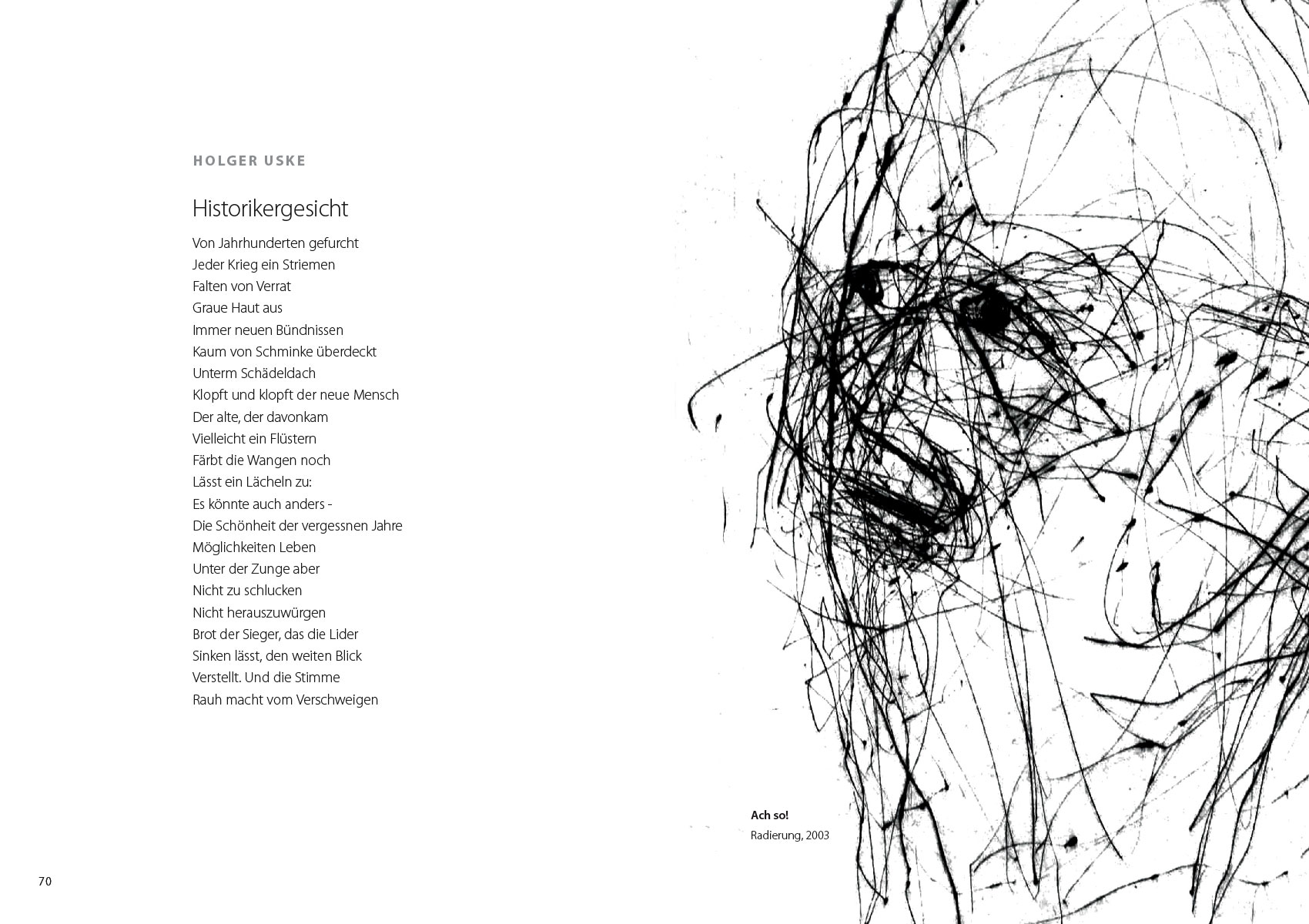 Schatzsucher: Holger Uske: Historikergesicht | Frank Rothämel: Ach so!, Radierung (Gestaltung: Edition Sinnbild Designakut 2020)