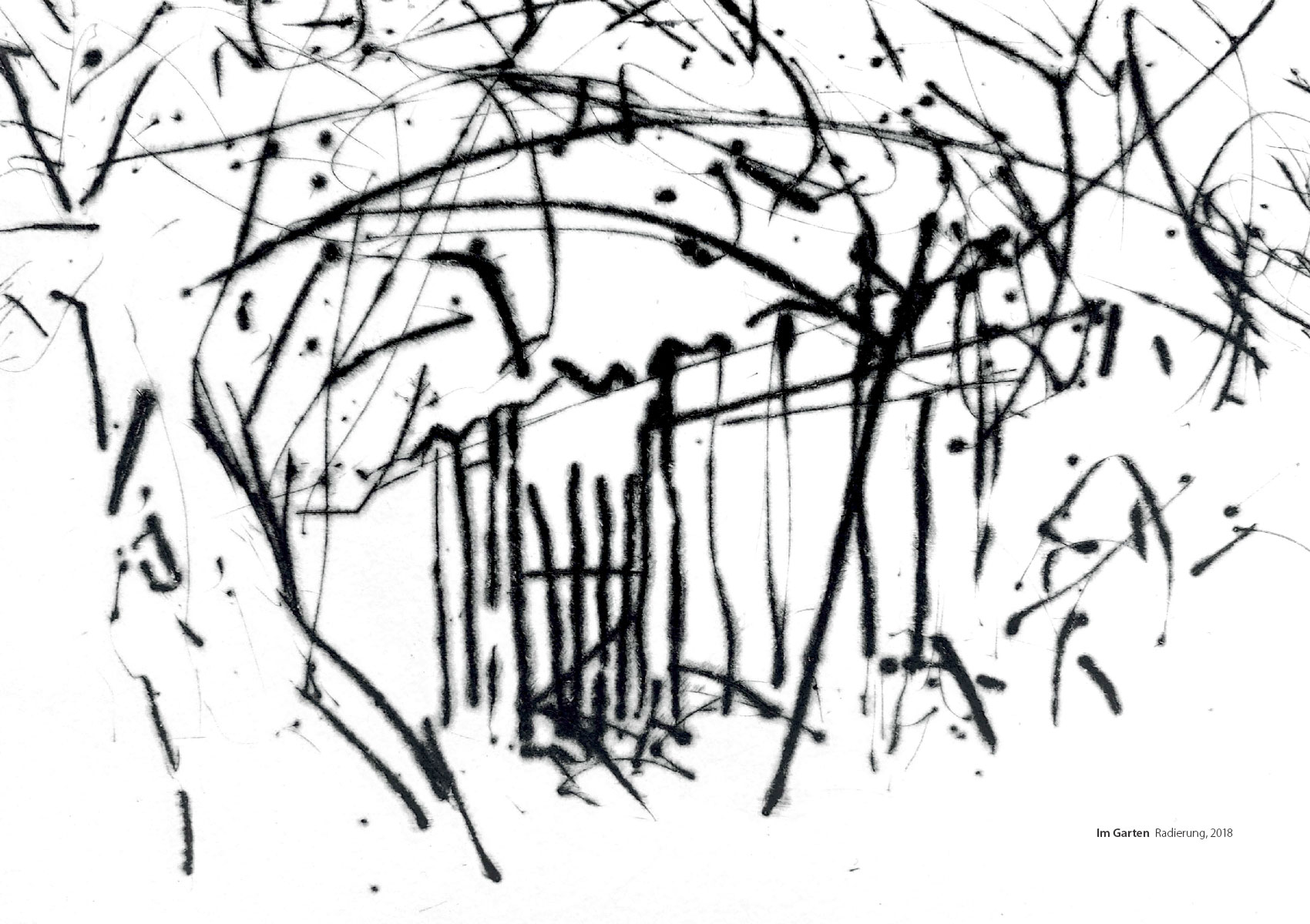 Schatzsucher: Frank Rothämel: Im Garten, Radierung (Gestaltung: Edition Sinnbild Designakut 2020)