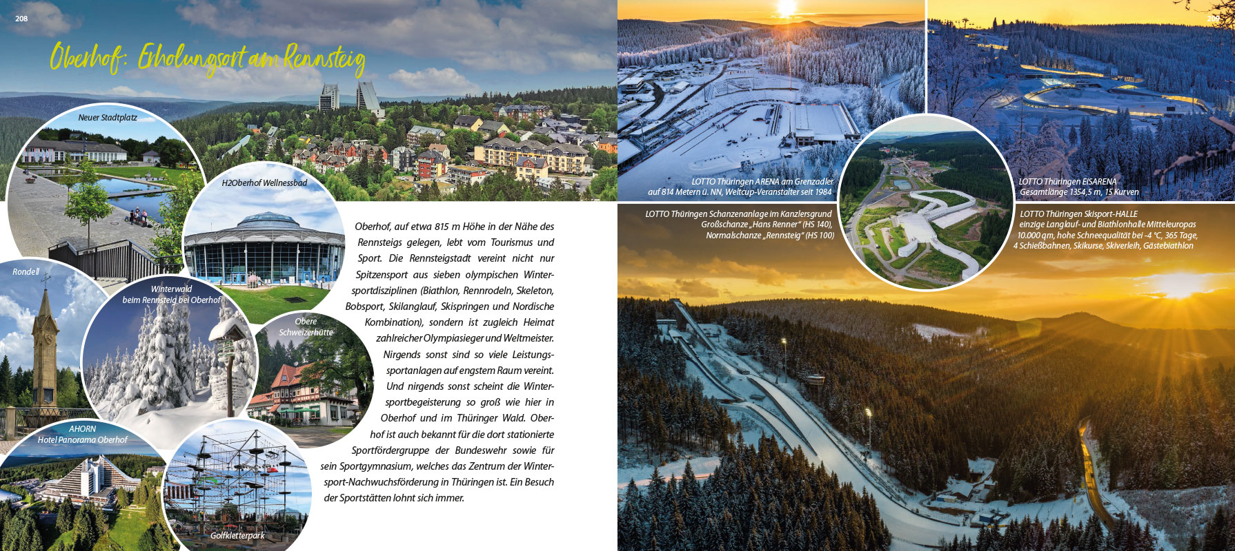 2022-suhl-buch-bernd-schepeler-208-209 Bernd Schepeler: Suhl - ein Plädoyer für meine Stadt: Oberhof (Fotos: Thüringer Wintersportzentrum Oberhof, Manuela Hahnebach u.a., Gestaltung: design.akut.zone 2022)