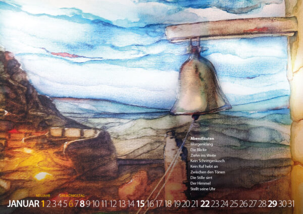 Kalender 2023.1 LichtZeichen . Dieter Kiehle Malerei . Holger Uske Gedichte . Edition Sinnbild (Gestaltung: Andreas Kuhrt)