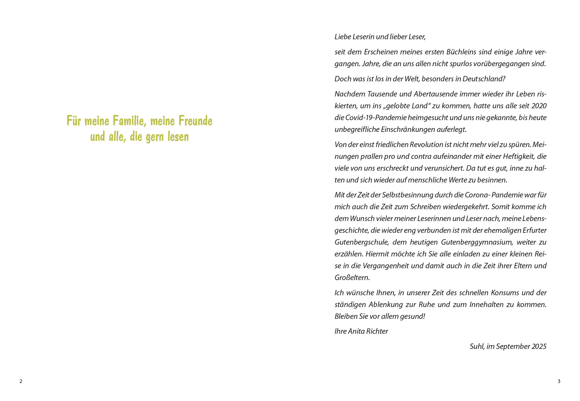Buch: Alles hat seine Zeit: Seite 2-3 (Text: Anita Richter, Gestaltung: Designakut)