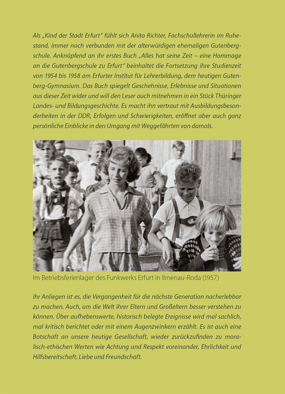 Buch: Alles hat seine Zeit: Umschlag hinten (Text: Anita Richter, Foto: privat, Gestaltung: Designakut)