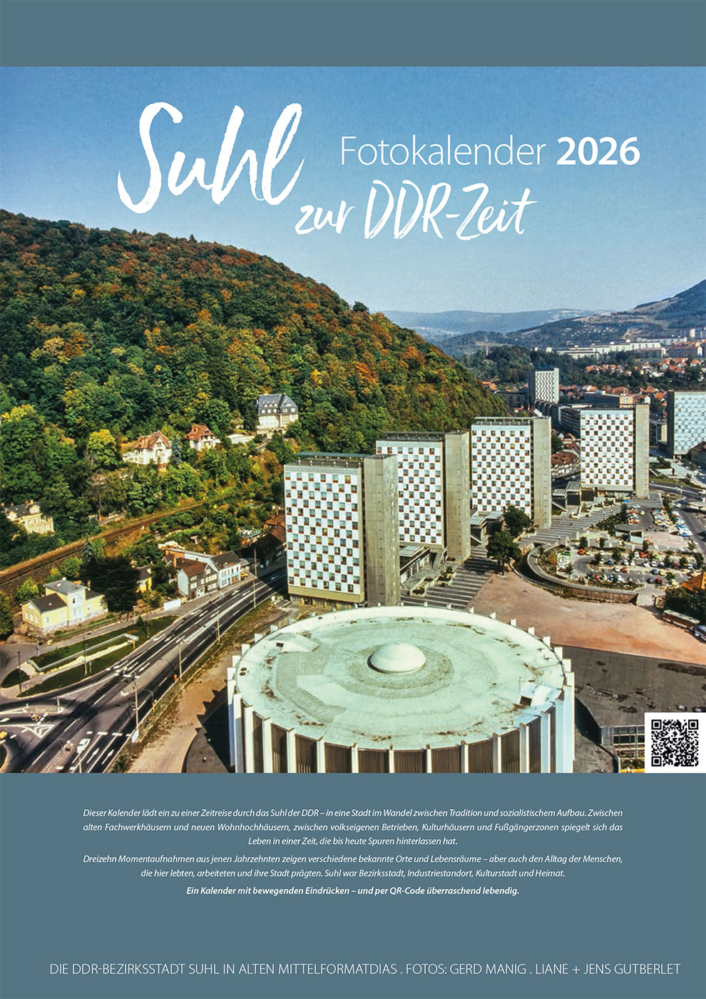 Fotokalender 2026: Suhl zur DDR-Zeit: Titelblatt (Foto: Gerd Manig, Repro: Jens Gutberlet, Quelle: Sammlung Manig/Gutberlet, Gestaltung: Designakut)