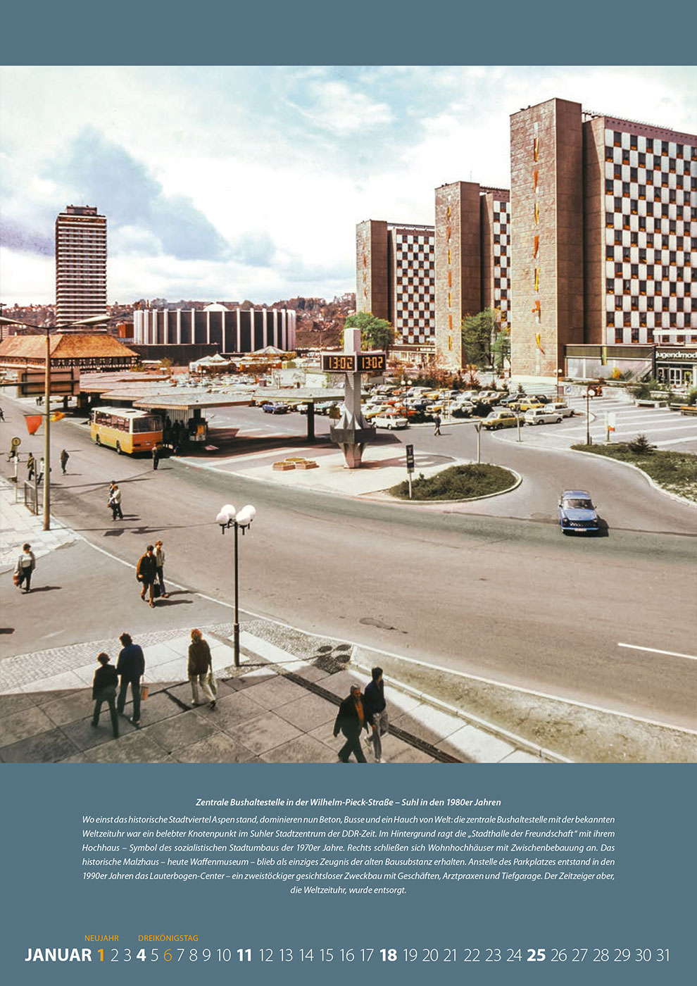 Fotokalender 2026: Suhl zur DDR-Zeit: Januar (Foto: Gerd Manig, Repro: Jens Gutberlet, Quelle: Sammlung Manig/Gutberlet, Gestaltung: Designakut)