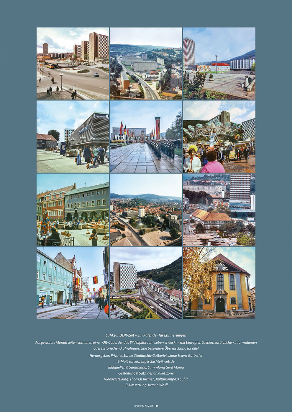 Fotokalender 2026: Suhl zur DDR-Zeit: Rückseite (Fotos: Gerd Manig, Repros: Jens Gutberlet, Quelle: Sammlung Manig/Gutberlet, Gestaltung: Designakut)