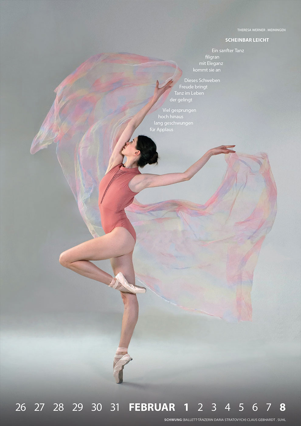 Literaturkalender Thüringer Ansichten 2026: Theresa Werner: Scheinbar leicht | Claus Gebhardt: Schwung (Gestaltung: Designakut 2025)