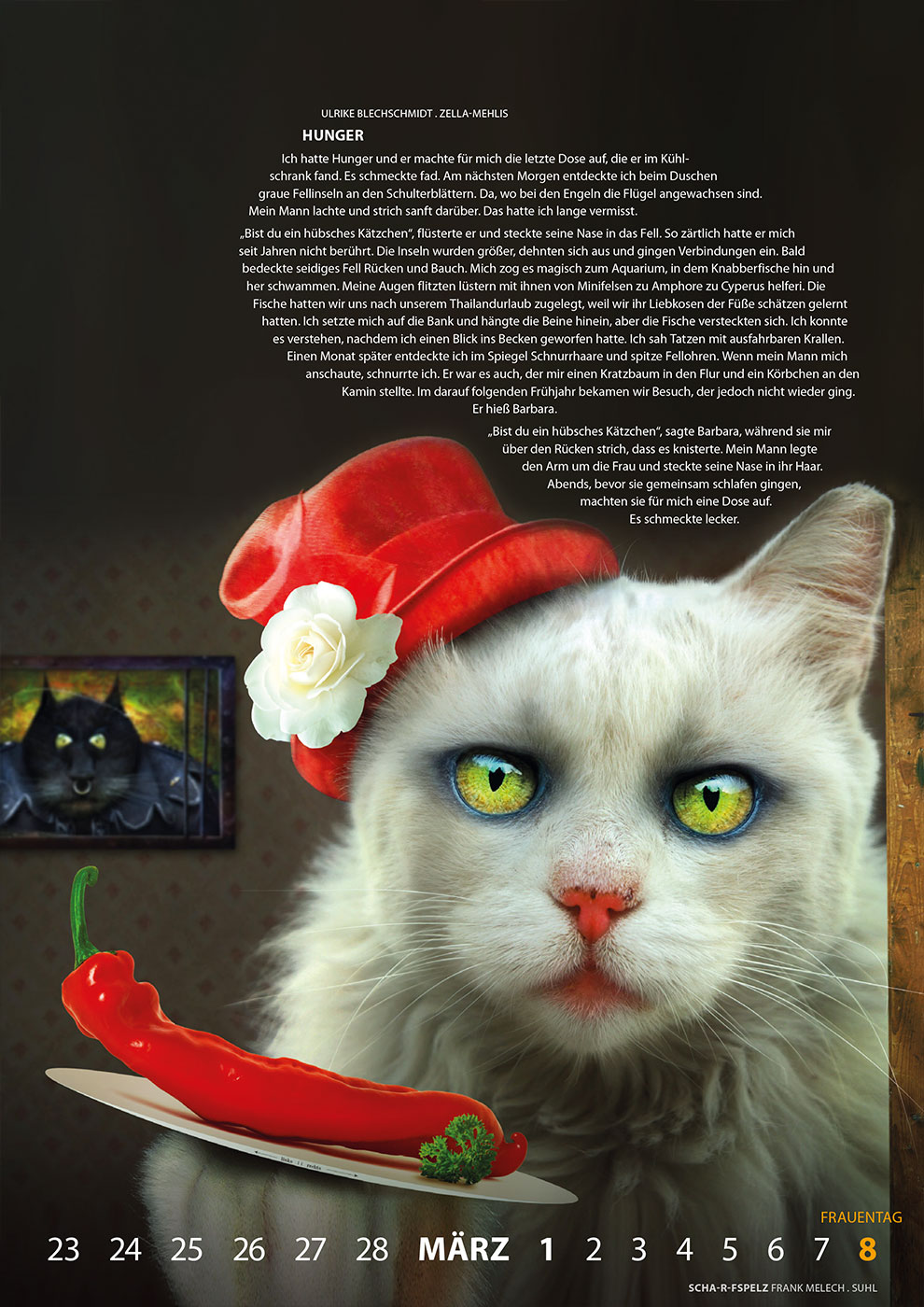 Literaturkalender Thüringer Ansichten 2026: Ulrike Blechschmidt: Hunger | Frank Melech: Scha-r-fspelz (Gestaltung: Designakut 2025)