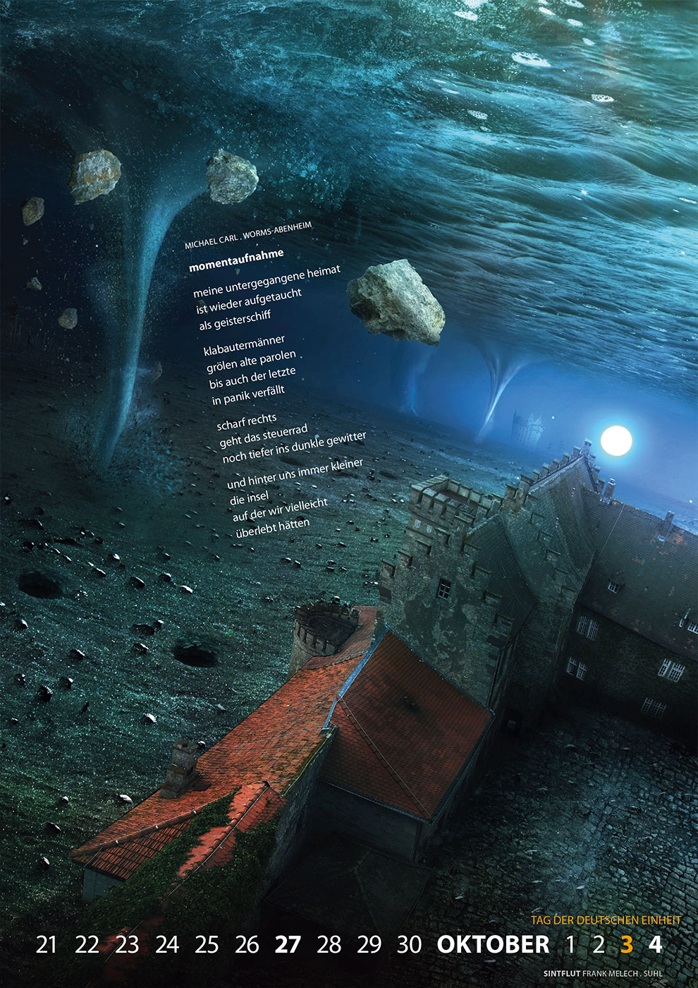 Literaturkalender Thüringer Ansichten 2026: Michael Carl: momentaufnahme | Frank Melech: Sintflut (Gestaltung: Designakut 2025)